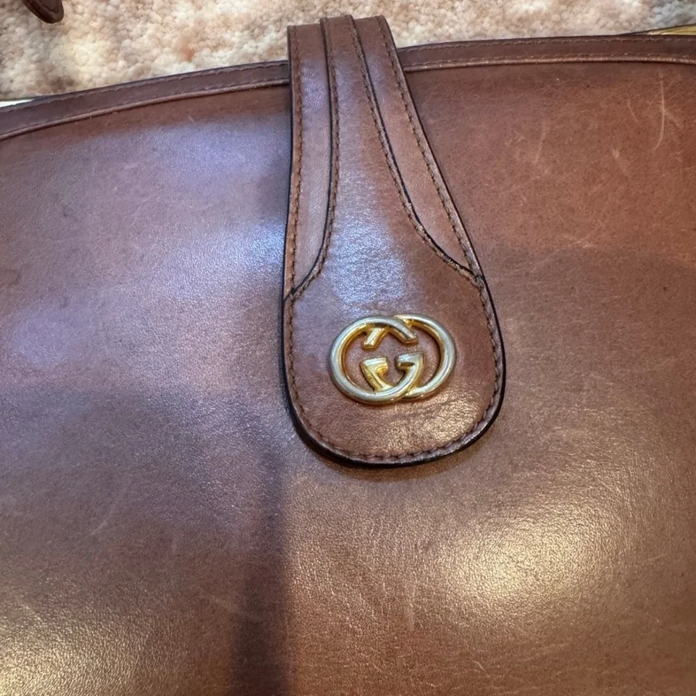 Vintage Gucci Brown Leather Shoulder Bag - Picture 2 of 12